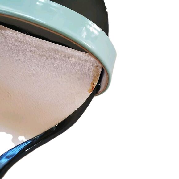 Aldo Dress Sandal Women 8.5 High Heeled Patent Leather Ankle Strap Polka Dot Fun - Picture 8 of 11